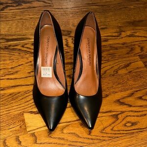 Christian Siriano Black Pointed-Toe Vegan Leather Pumps